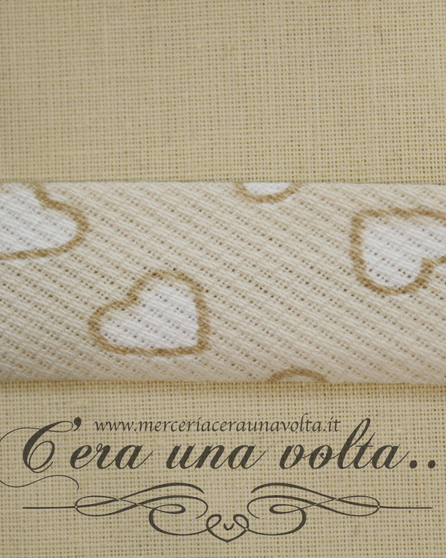 Sbieco in Cotone Piquet Cuori Beige