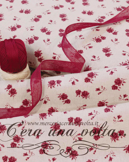 Tessuto a Fiori Country Red
