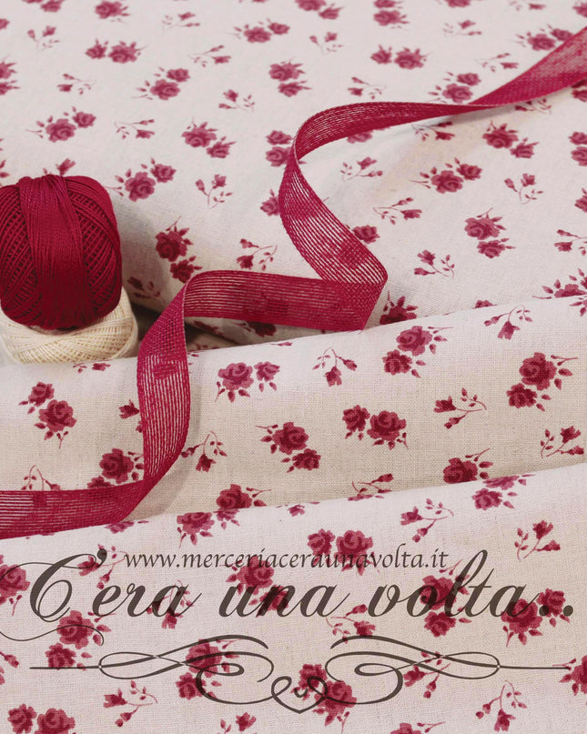 Tessuto a Fiori Country Red