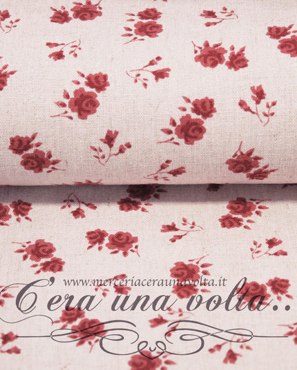 Tessuto a Fiori Country Red