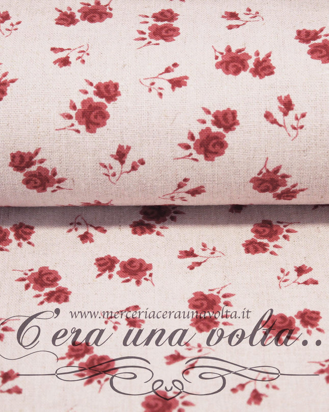 Tessuto a Fiori Country Red