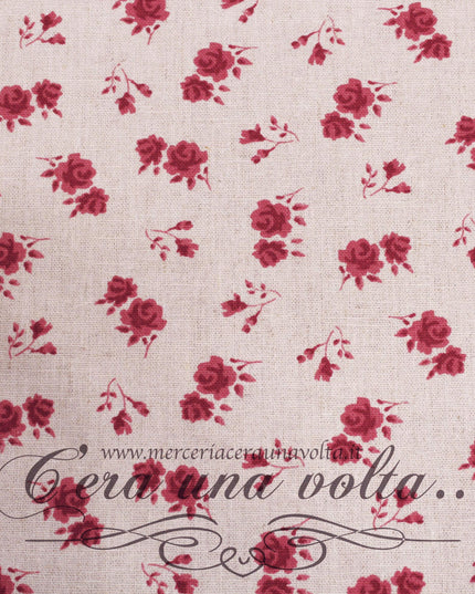 Tessuto a Fiori Country Red