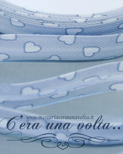 Sbieco in Cotone Piquet Cuori Celeste