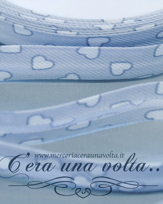 Sbieco in Cotone Piquet Cuori Celeste