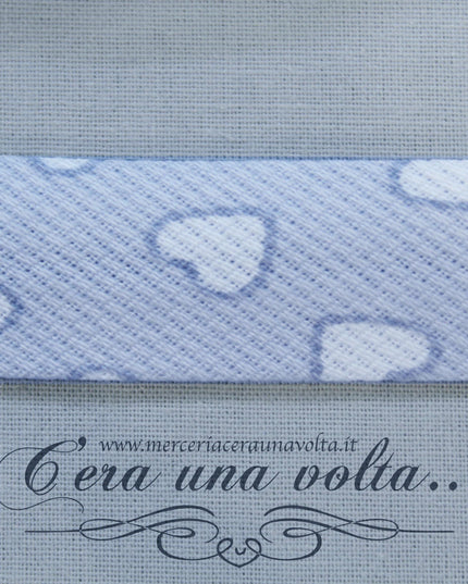 Sbieco in Cotone Piquet Cuori Celeste