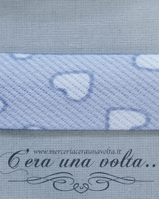 Sbieco in Cotone Piquet Cuori Celeste