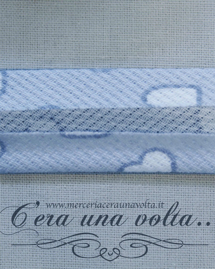 Sbieco in Cotone Piquet Cuori Celeste