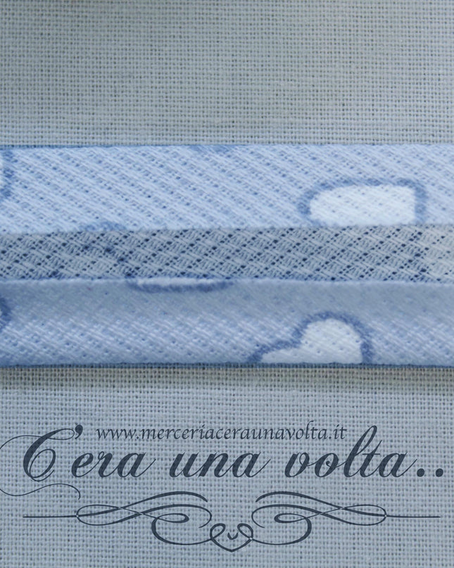 Sbieco in Cotone Piquet Cuori Celeste