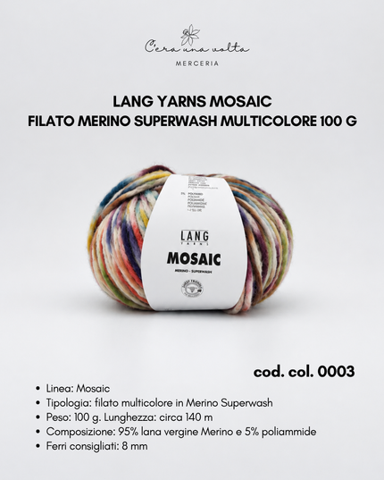Lang Yarns Mosaic – Filato Merino Superwash multicolore 100 g