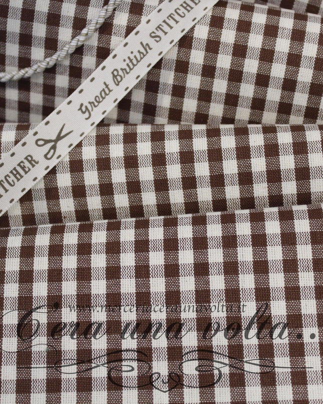 Tessuto rustico in cotone a quadri Cioccolata