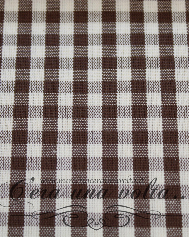 Tessuto rustico in cotone a quadri Cioccolata