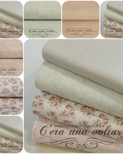 Set 8 Pz Tessuto Patchwork Pastel Vintage
