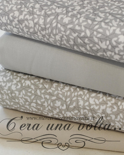 Set 8 Pz Fat Quarter Gray Leaves