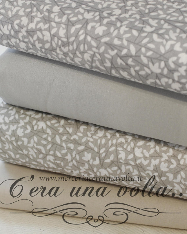 Set 8 Pz Fat Quarter Gray Leaves
