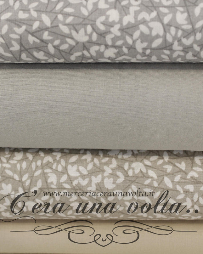 Set 8 Pz Fat Quarter Gray Leaves