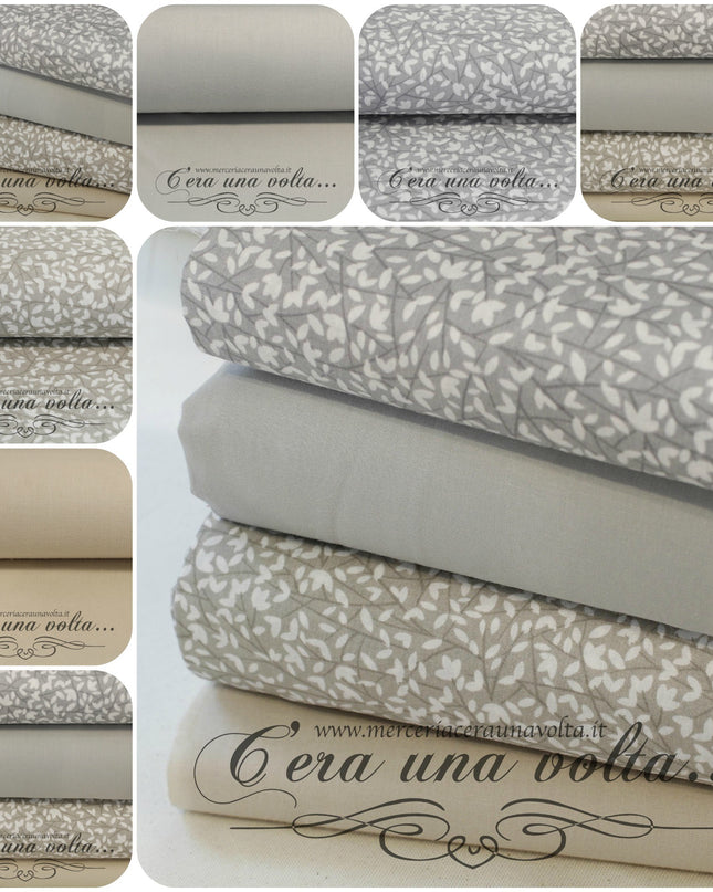 Set 8 Pz Fat Quarter Gray Leaves
