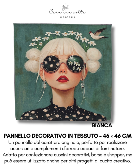 Pannello decorativo in tessuto – 46 × 46 cm (volti femminili)