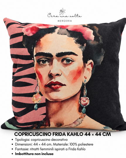 Copricuscino Frida Kahlo 44 × 44 cm – Stampa decorativa floreale