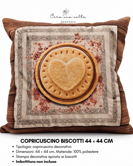 Copricuscino artigianale con stampa biscotti 44 × 44 cm
