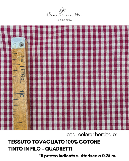 Tessuto Tovagliato 100% Cotone Tinto in Filo – Quadretti