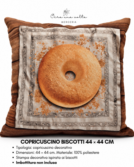 Copricuscino artigianale con stampa biscotti 44 × 44 cm