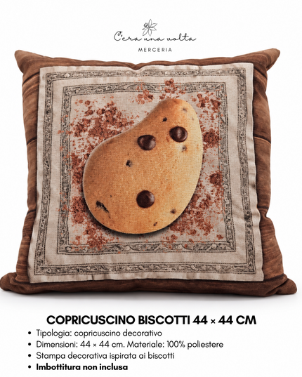 Copricuscino artigianale con stampa biscotti 44 × 44 cm