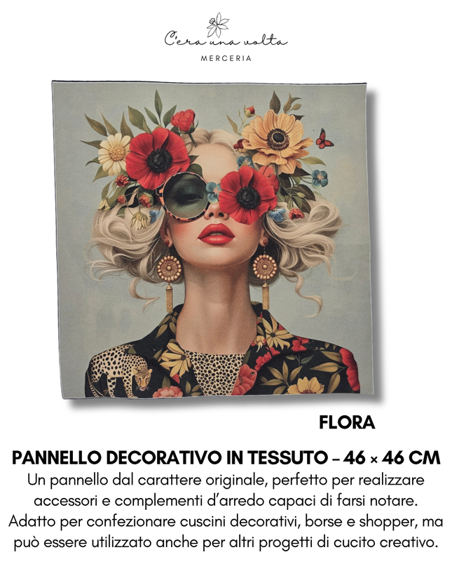 Pannello decorativo in tessuto – 46 × 46 cm (volti femminili)