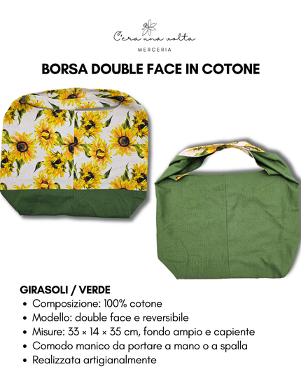 Borsa Hobo Double Face in Cotone