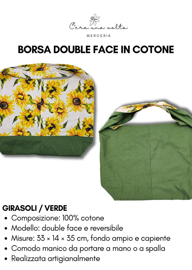 Borsa Hobo Double Face in Cotone