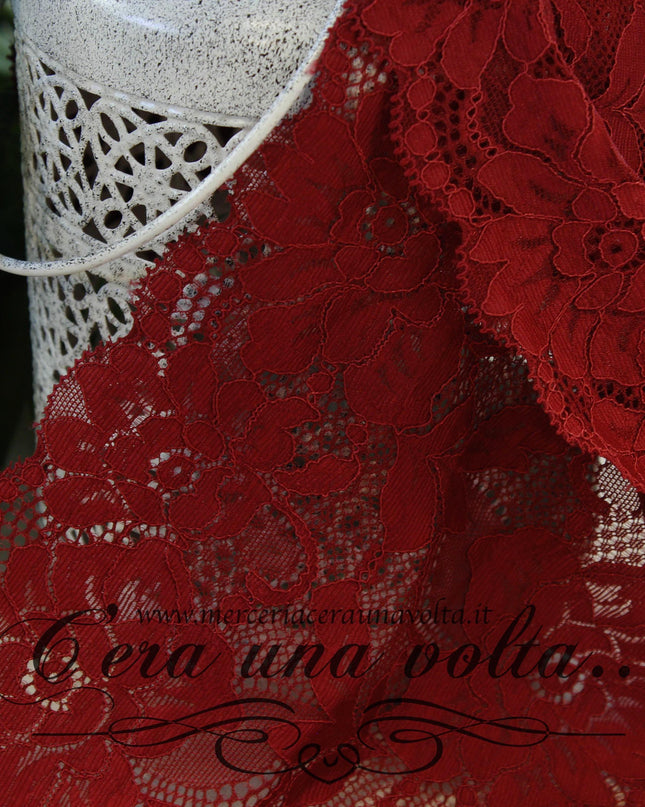 Pizzo Tramezzo H 17 Cm Elasticizzato Bordeaux