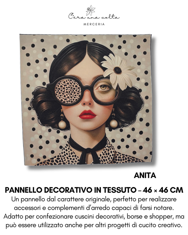 Pannello decorativo in tessuto – 46 × 46 cm (volti femminili)