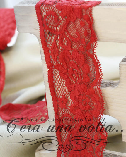 Pizzo Chantilly elasticizzato Rosso