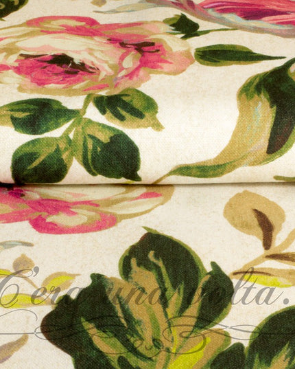 Cm 70 x 40 Scampolo Tessuto Stampa Floreale