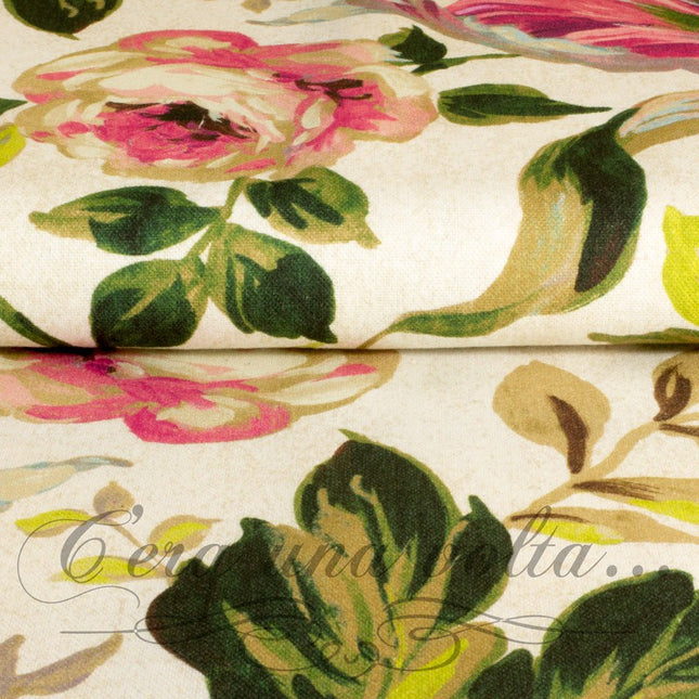 Cm 70 x 40 Scampolo Tessuto Stampa Floreale