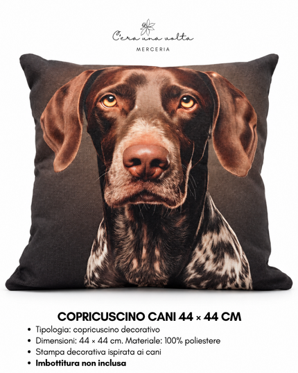 Copricuscino artigianale con stampa cane 44 × 44 cm