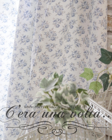 Tessuto per tende Shabby Rose Azzurro