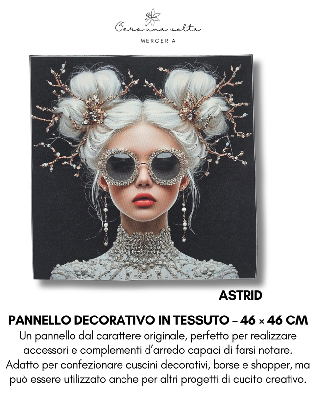 Pannello decorativo in tessuto – 46 × 46 cm (volti femminili)