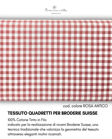 Tessuto Quadretti per Broderie Suisse – 100% Cotone Tinto in Filo