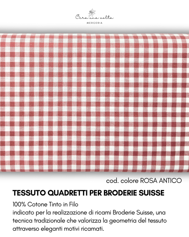 Tessuto Quadretti per Broderie Suisse – 100% Cotone Tinto in Filo