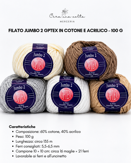 Filato Jumbo 2 GPTEX in cotone e acrilico – 100 g