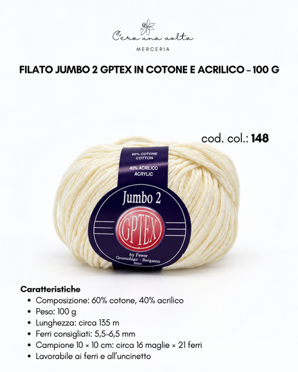Filato Jumbo 2 GPTEX in cotone e acrilico – 100 g