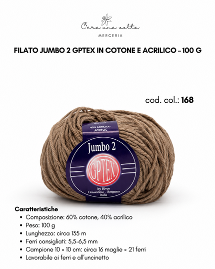 Filato Jumbo 2 GPTEX in cotone e acrilico – 100 g