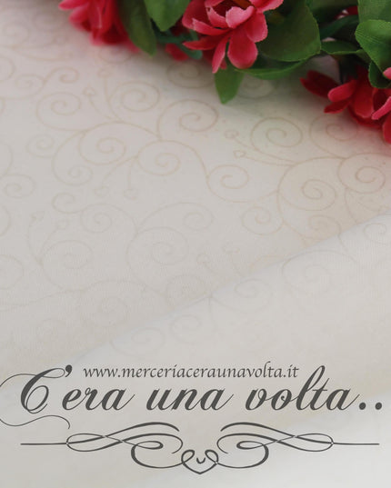 Tessuto americano Cuori e Decori Bianco