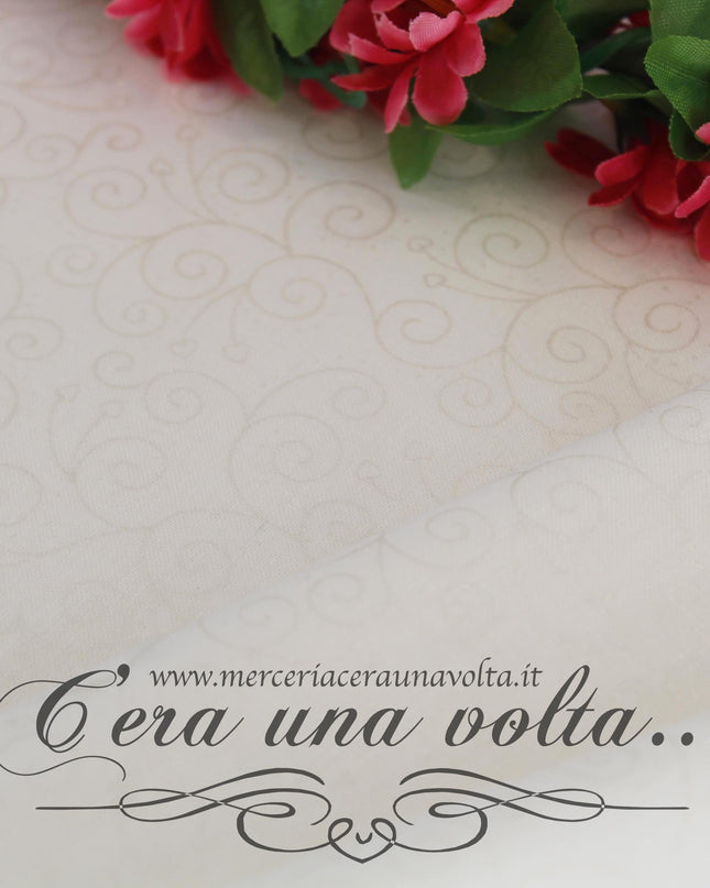 Tessuto americano Cuori e Decori Bianco