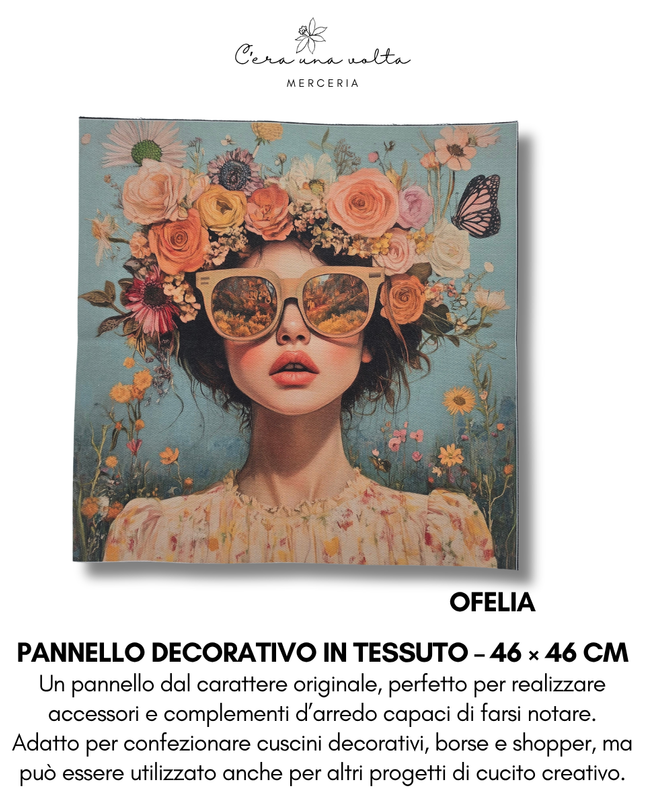 Pannello decorativo in tessuto – 46 × 46 cm (volti femminili)