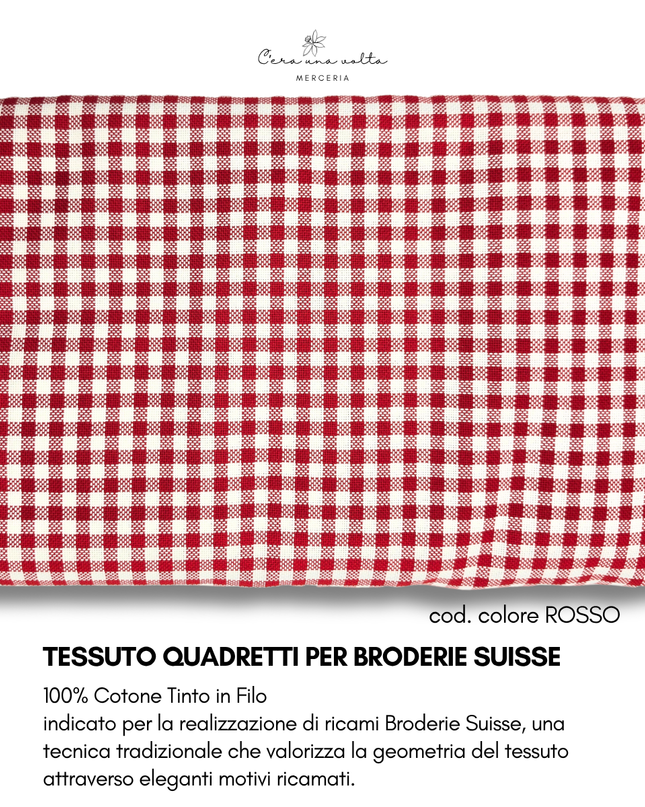 Tessuto Quadretti per Broderie Suisse – 100% Cotone Tinto in Filo