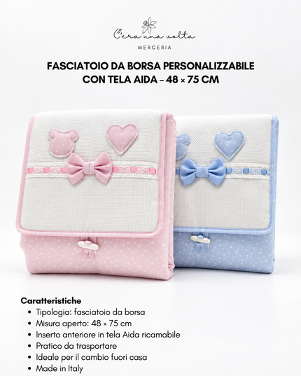 Fasciatoio da borsa personalizzabile con tela Aida – 48 × 75 cm