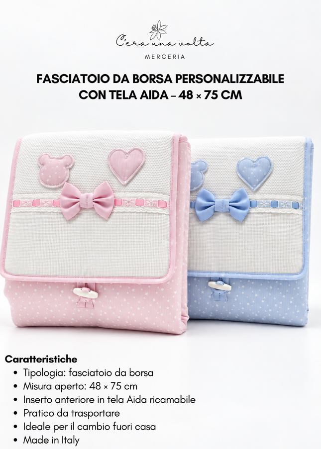 Fasciatoio da borsa personalizzabile con tela Aida – 48 × 75 cm
