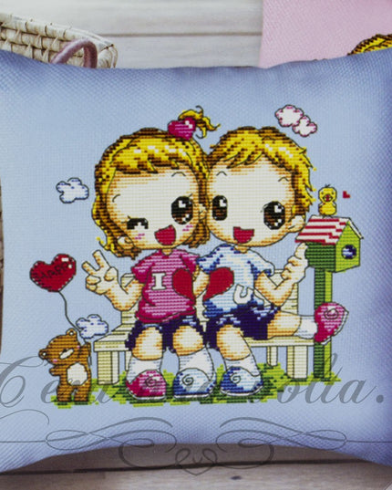 Kit punto croce cuscino bimbi
