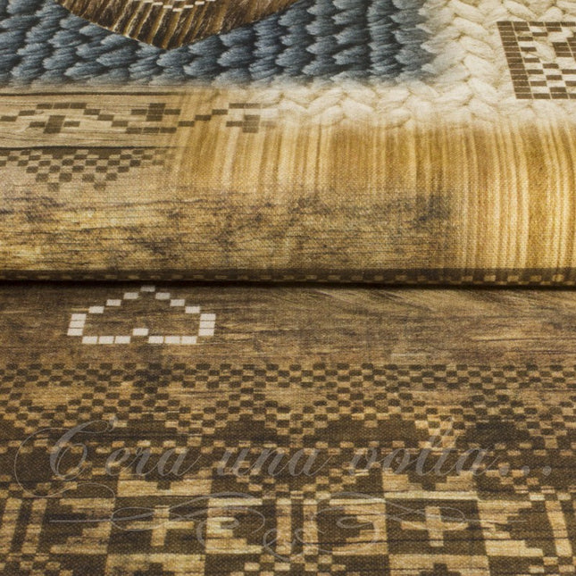 Tessuto Stampato a Cuori Azzurro